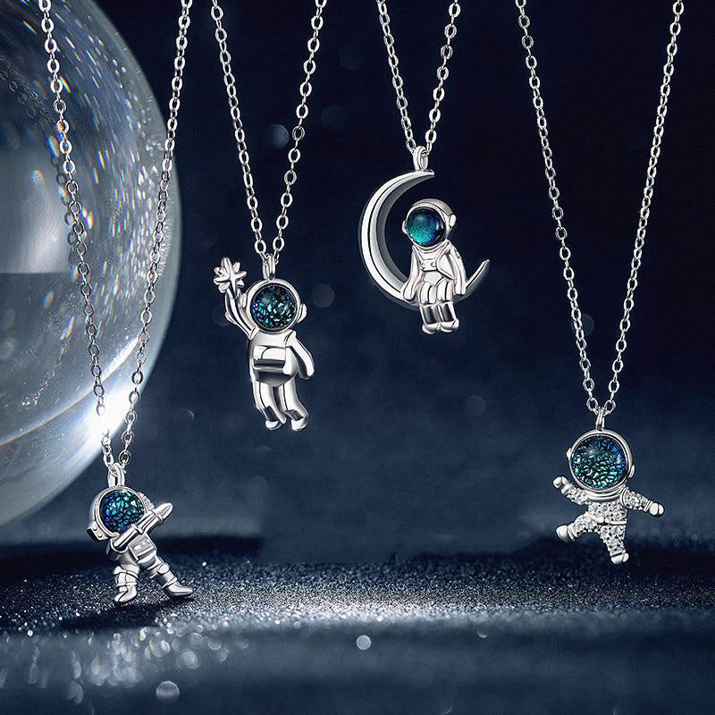 Chain Astronaut Couple Necklace Apendent