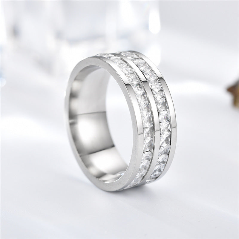 Double Row Diamond Stainless Steel Accessories Ring - sumet.shop