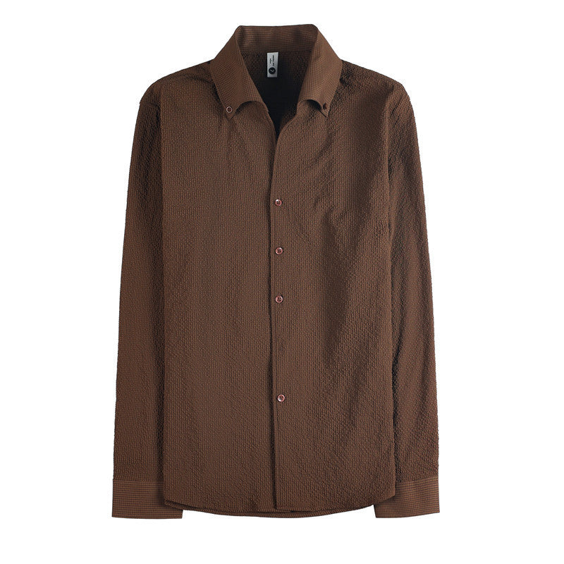 Long Sleeve Shirt Business Casual  British Style Spring Men's Long Sleeve Shirt Business Casual Solid Color