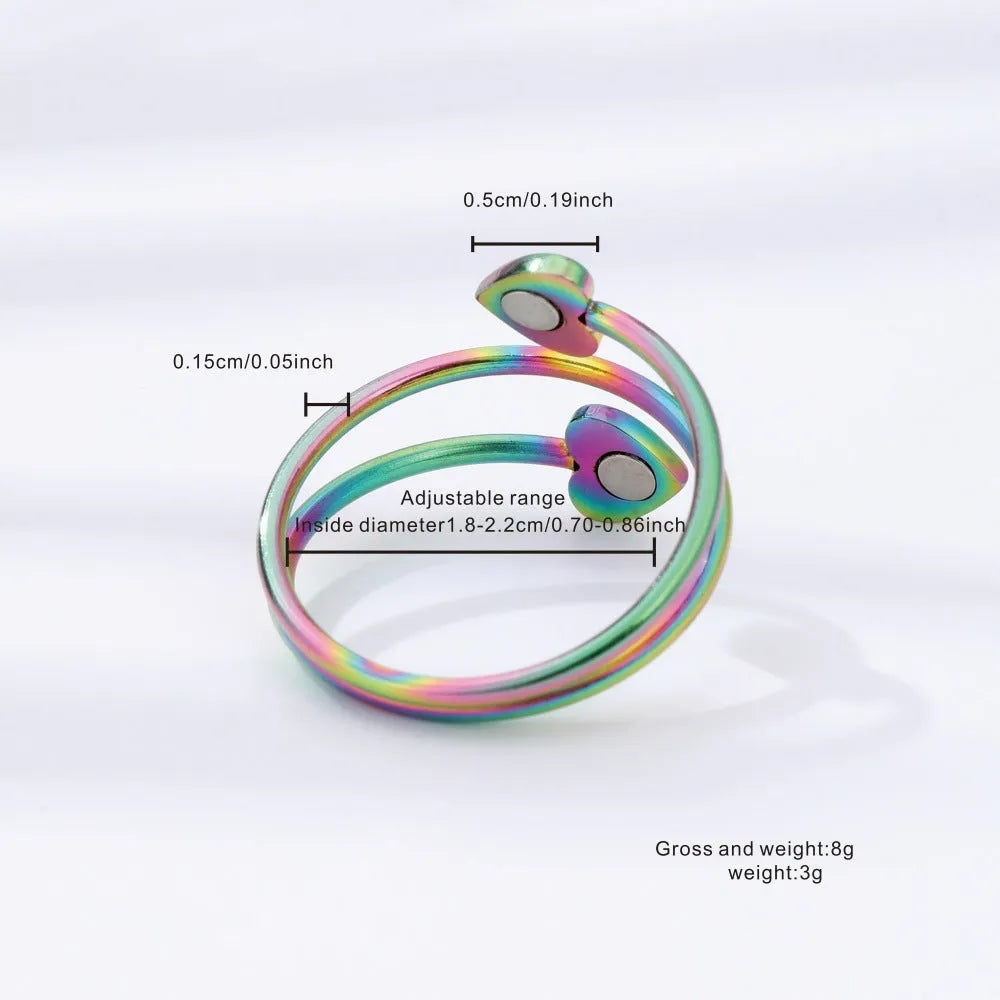 Health Anti-snoring Ring Peach Heart Stainless Steel Magnet Ring Health Anti-snoring Ring