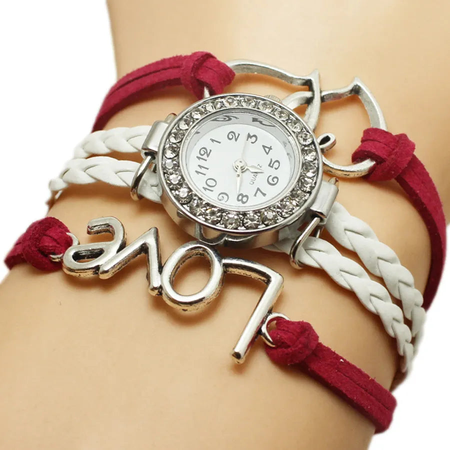 Woven Multi-layer Watch Alloy Love Double Heart-shaped Love Woven Multi-layer Watch