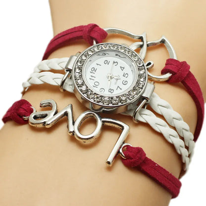 Woven Multi-layer Watch Alloy Love Double Heart-shaped Love Woven Multi-layer Watch