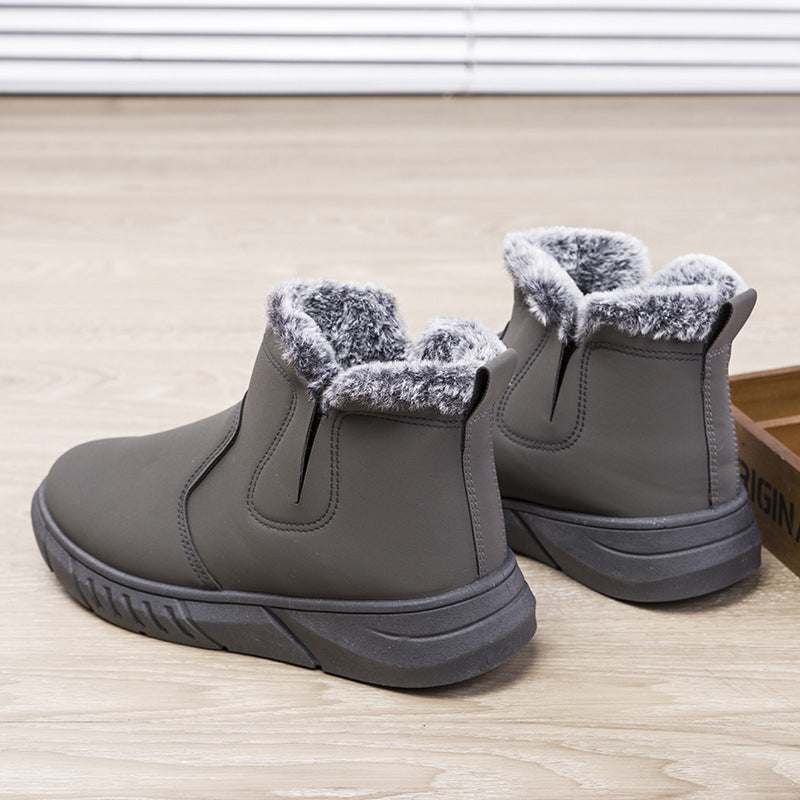 Winter Snow Boots woman V Cutout Shoes With Plush Ankle Boots