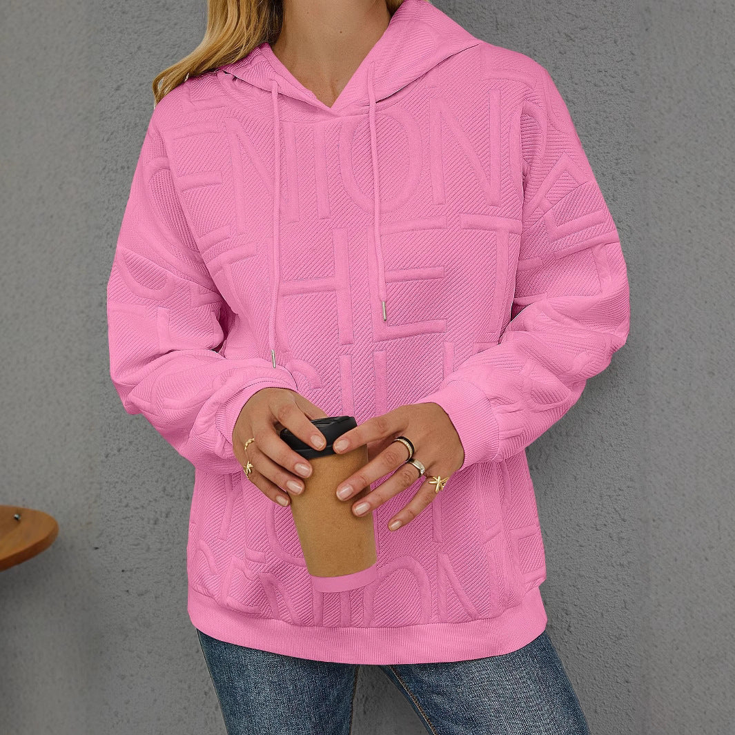 Loose Fashion Three-dimensional Printing Long Sleeve Pullover Hoodie Women