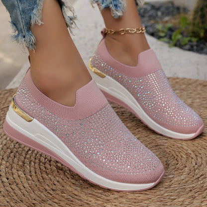 Breathable Shoes Spring Flyknit Slip-on Casual Mesh Breathable Sock-like Shoes