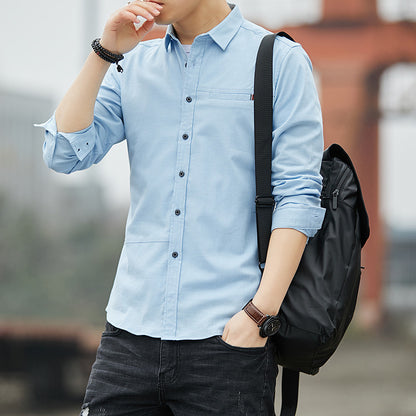 Workwear Shirt Men's Long Sleeve Spring And Autumn Retro Casual