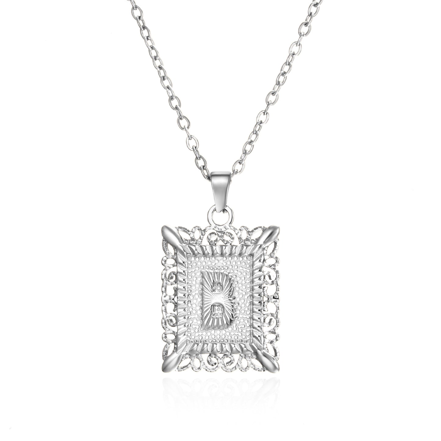 Stainless Steel 26 Letters Titanium Steel Square Pendant - sumet.shop