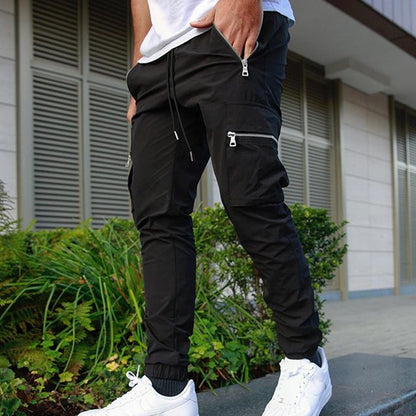 Men's zipper multi-pocket trousers