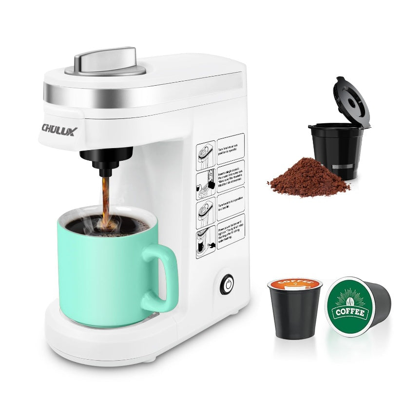 Coffee Maker  Classic Metal Single Serve Coffee Maker With One Button Operation And Auto Shut-Off For 355.0 Milliliter Capacity