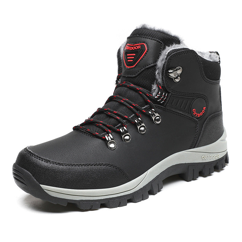 Boots Hiking Lace-up Shoes Winter Snow Boots Men Warm Plush Ankle Boots Hiking Lace-up Shoes