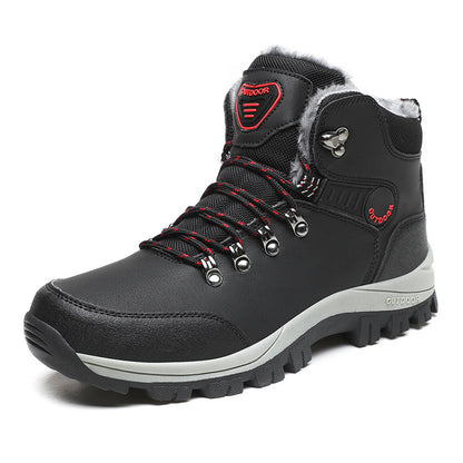Boots Hiking Lace-up Shoes Winter Snow Boots Men Warm Plush Ankle Boots Hiking Lace-up Shoes