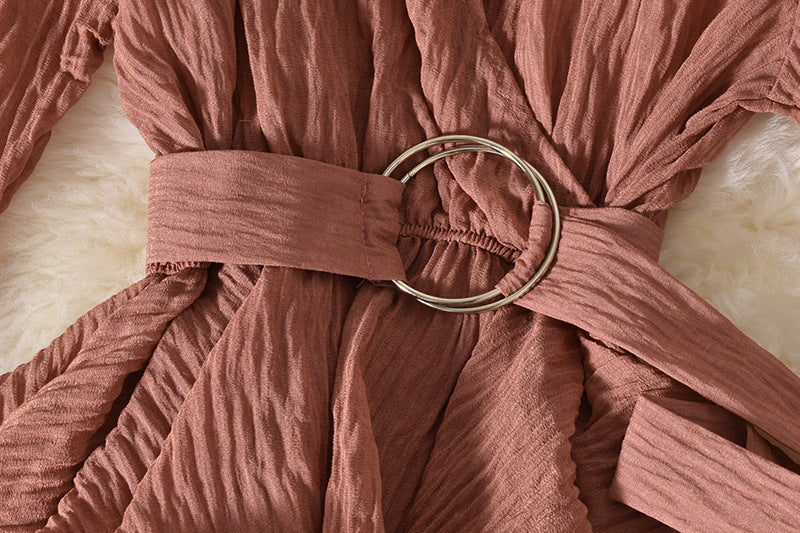 Cross V-Neck Low-Cut Sexy Flared Sleeve Top