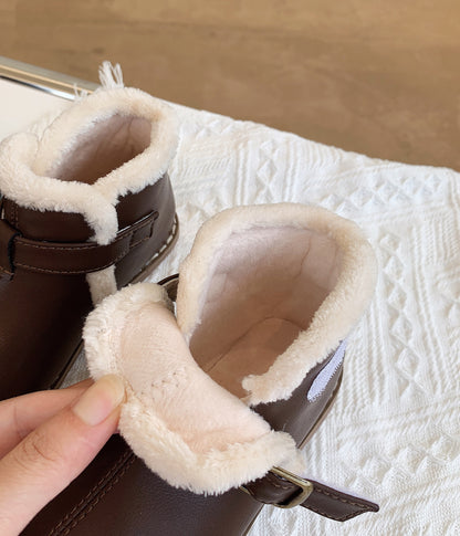 Velcro Soft Bottom boots Turned Wool Korean Style Round Head Velcro Soft Bottom