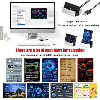 Computer Small Secondary Screen IPS Full View USB Chassis Monitor Date Display