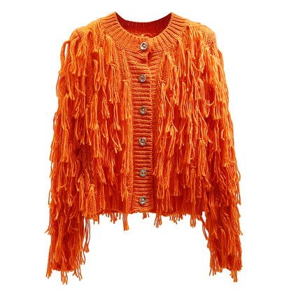 Women's Long-sleeved Wool Cardigan Pure Color Sweater Trend