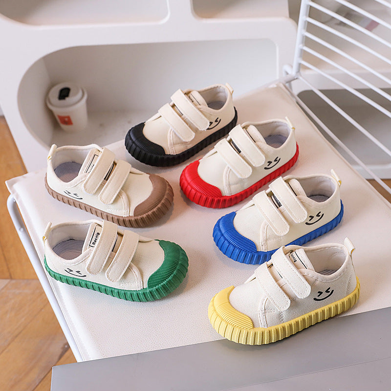 Children's Canvas Shoes Korean Smiley Casual Shoes Boys And Girls Shoes College Kindergarten Indoor Shoes