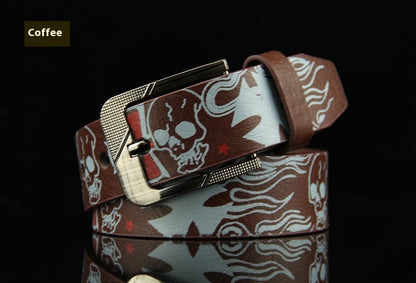 Pin Buckle Men's Leather European Hip Hop Skull Casual Belt - sumet.shop