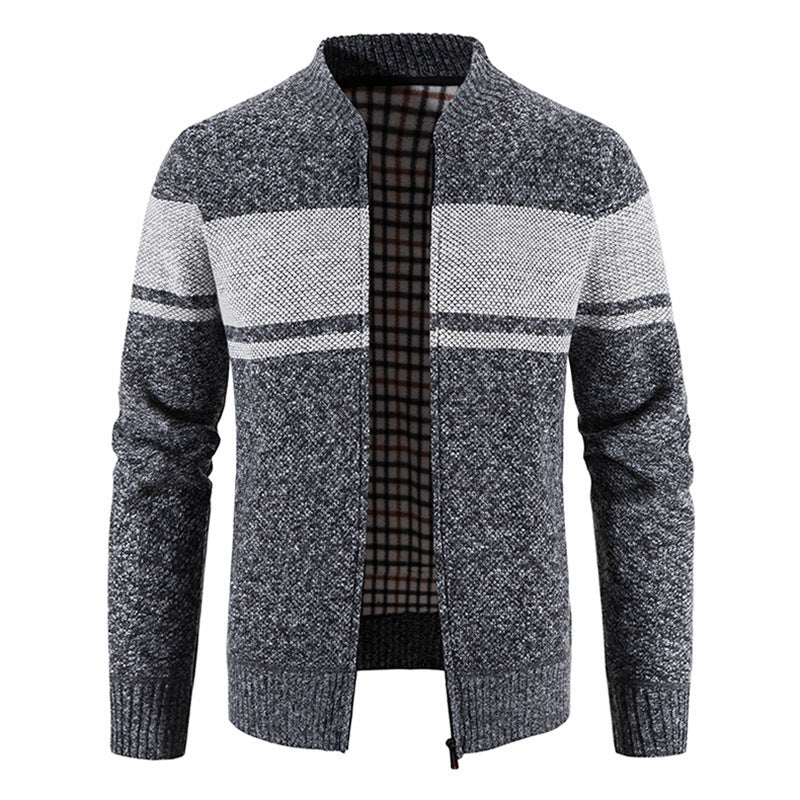 New Men's Versatile Casual V-neck Color Matching Sweater Jacket - sumet.shop