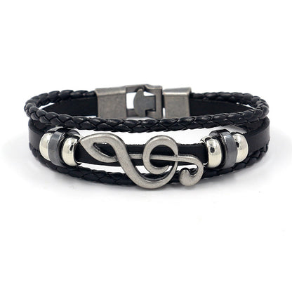 Men's Ornament Vintage Beaded Weave Alloy Musical Note Bracelet - sumet.shop