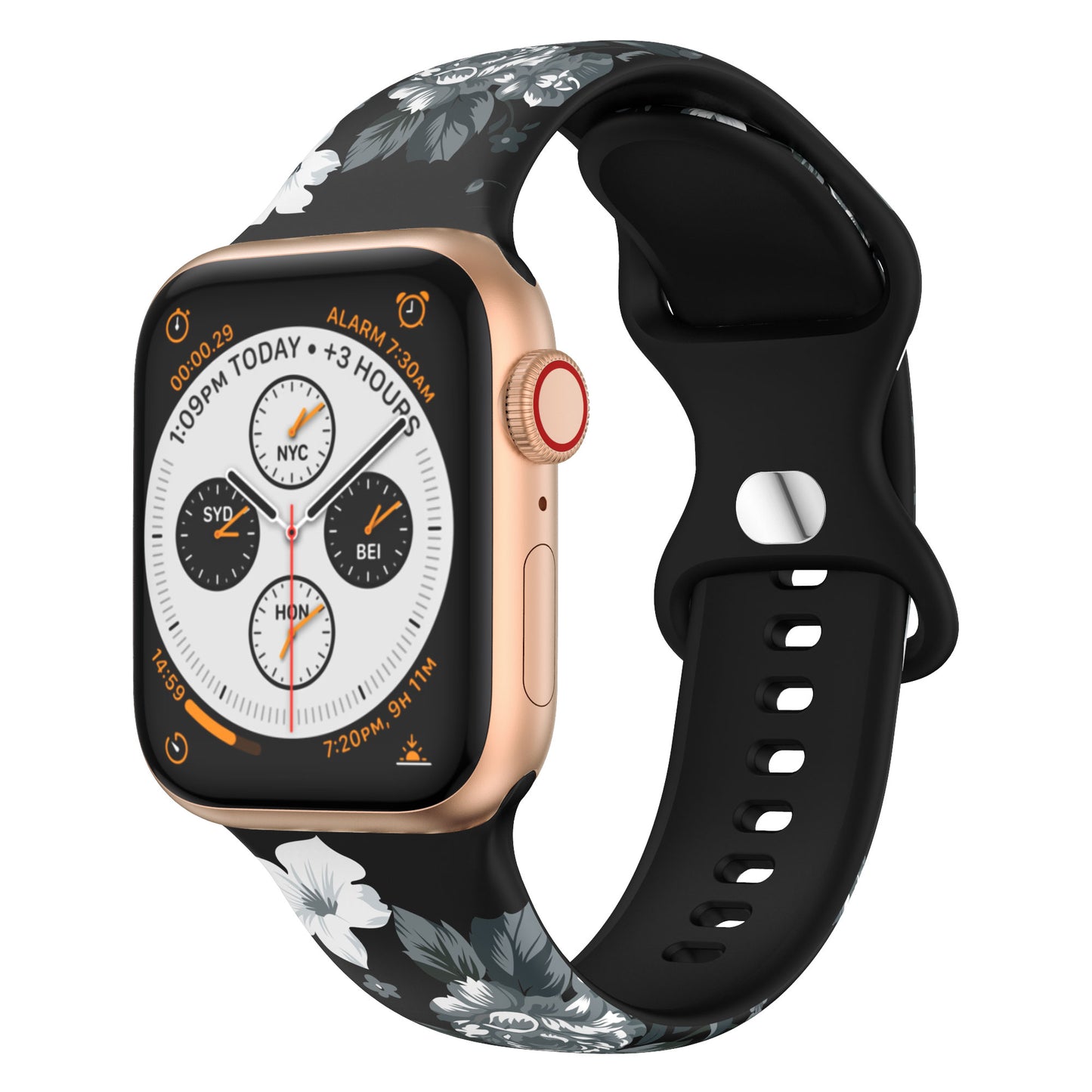 Compatible with Apple, Silicone Strap New Figure 8 Buckle Iwatch6 SE Silicone Printed Strap