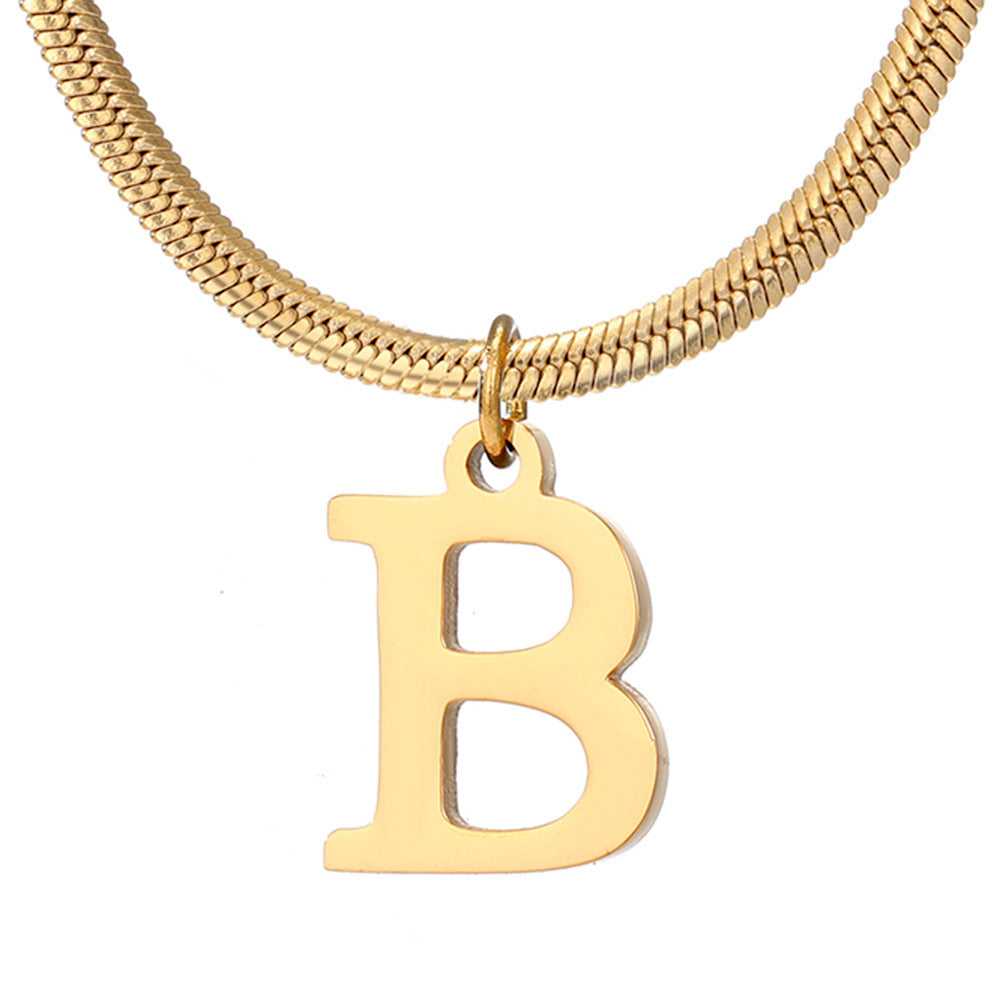 Chains Minimalist A-Z Letter Pendant Necklace For Women Stainless Steel Gold Color Snake Chains Jewelry Birthday Gift