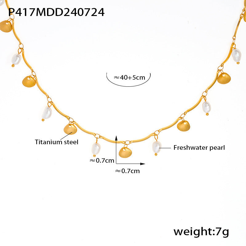 Pearl Tassel Necklace Fashion Multi-element 18K Gold Plating