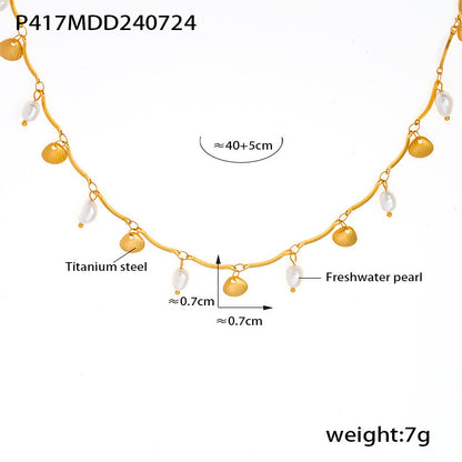 Pearl Tassel Necklace Fashion Multi-element 18K Gold Plating