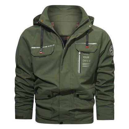 Men's Outdoor Casual Shell Jacket Sports Hooded Fleece Jacket Coat