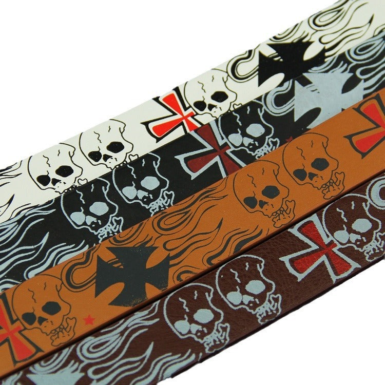 Pin Buckle Men's Leather European Hip Hop Skull Casual Belt - sumet.shop