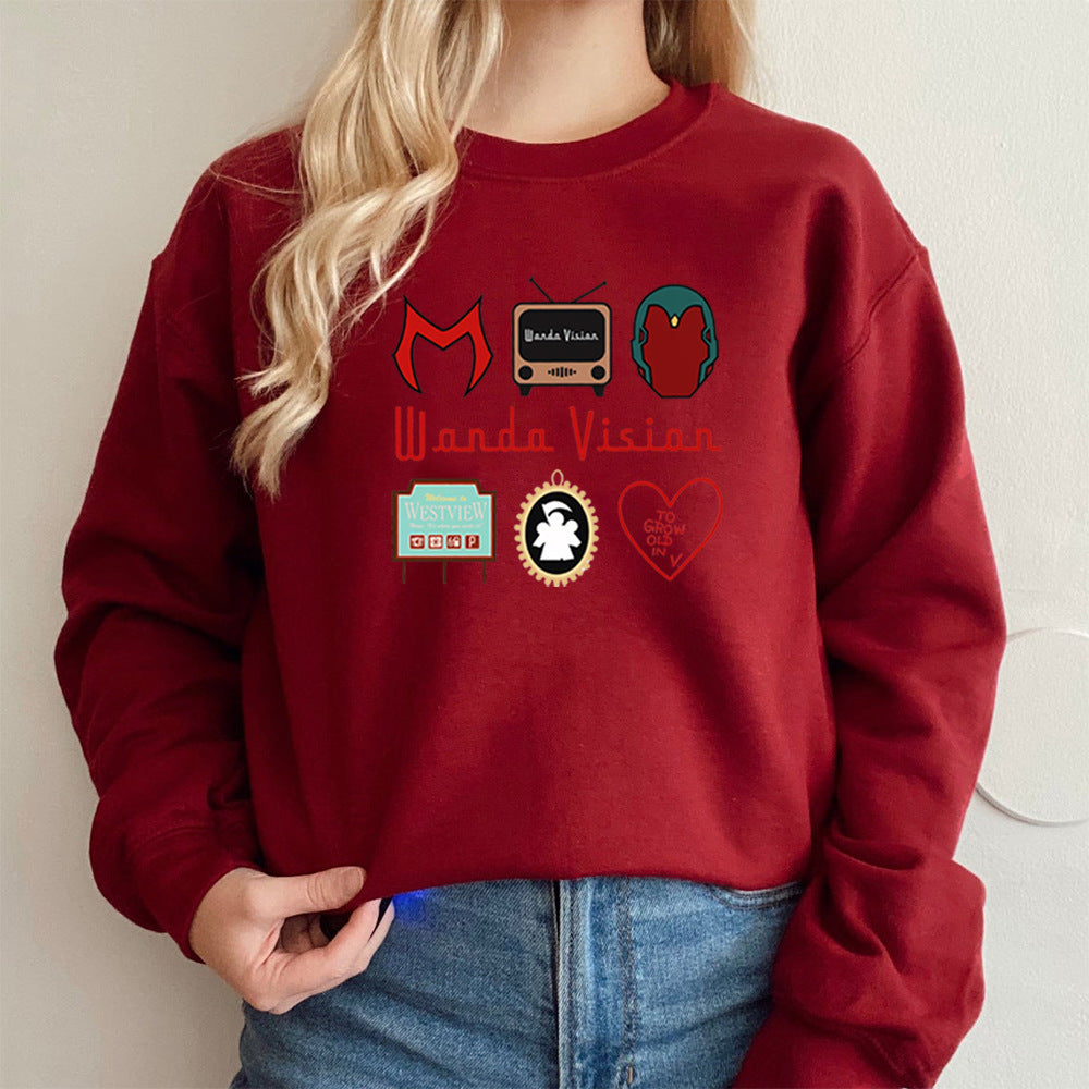 New Men's And Women's Retro TV-Inspired Print Sweatshirt