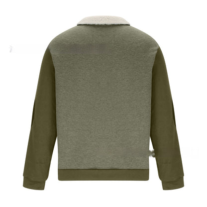 Long Sleeve Half Zipper Stitching Casual Fashion European And American Style Pullover Sweater - sumet.shop