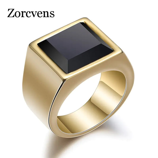 ZORCVENS Black Stone Rings for Men - sumet.shop