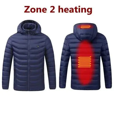 Men Winter Warm USB Heating Jackets Smart Thermostat Pure Color Hooded Heated Clothing Waterproof  Warm Jackets - sumet.shop