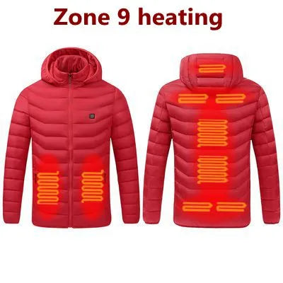 Men Winter Warm USB Heating Jackets Smart Thermostat Pure Color Hooded Heated Clothing Waterproof  Warm Jackets - sumet.shop