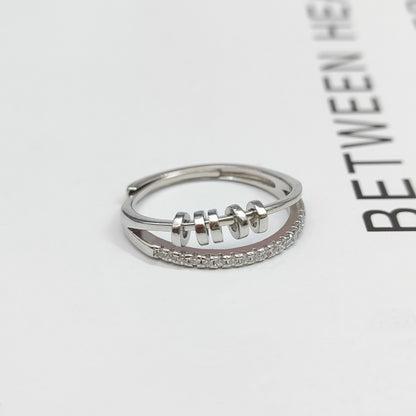 Women's S925 Sterling Silver Five-ring Cross Can Be Rotatable Ring - sumet.shop