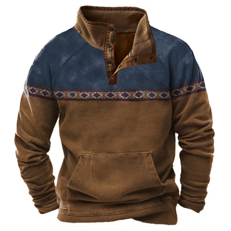 Men's Half Zipper Printed Long-sleeved Top - sumet.shop