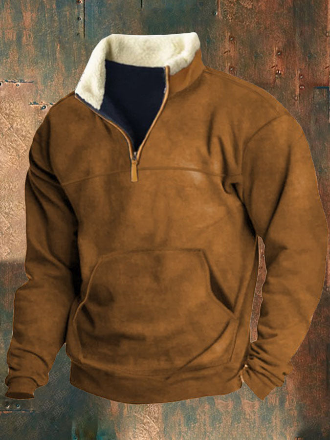Men's Half Zipper Printed Long-sleeved Top - sumet.shop