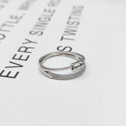 Women's S925 Sterling Silver Five-ring Cross Can Be Rotatable Ring - sumet.shop