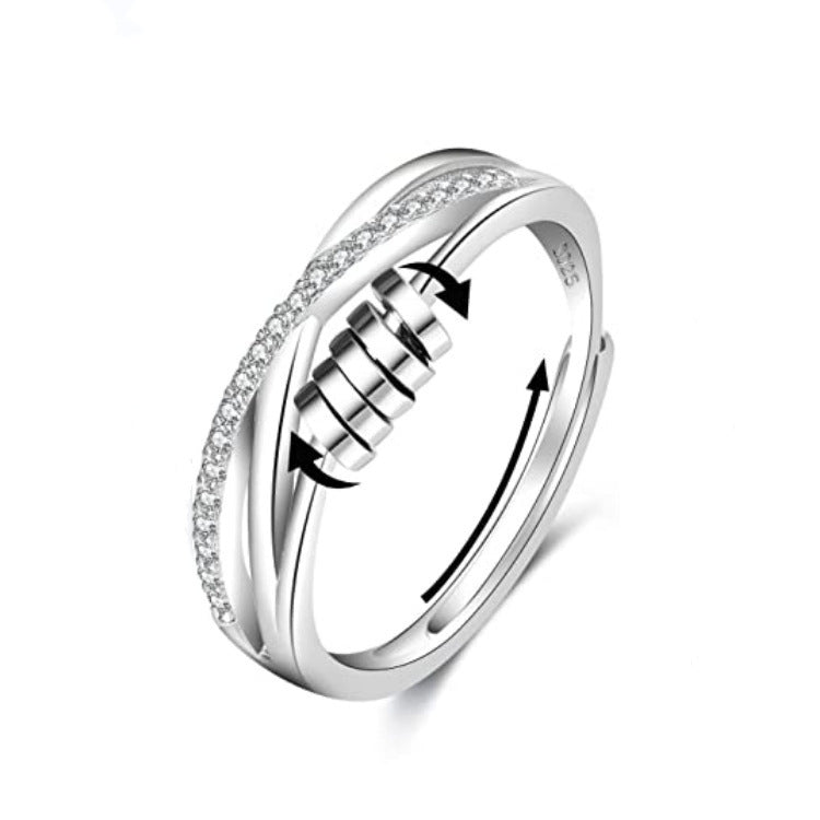 Women's S925 Sterling Silver Five-ring Cross Can Be Rotatable Ring - sumet.shop