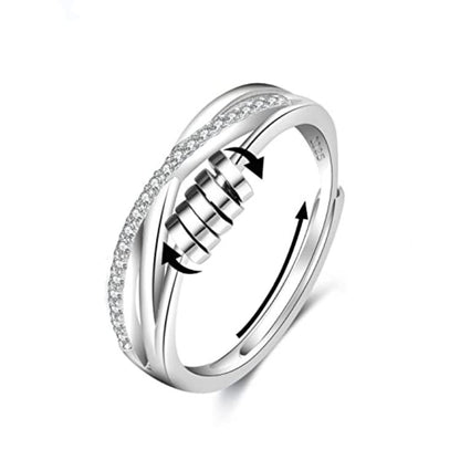 Women's S925 Sterling Silver Five-ring Cross Can Be Rotatable Ring - sumet.shop