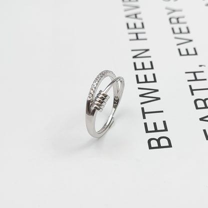 Women's S925 Sterling Silver Five-ring Cross Can Be Rotatable Ring - sumet.shop