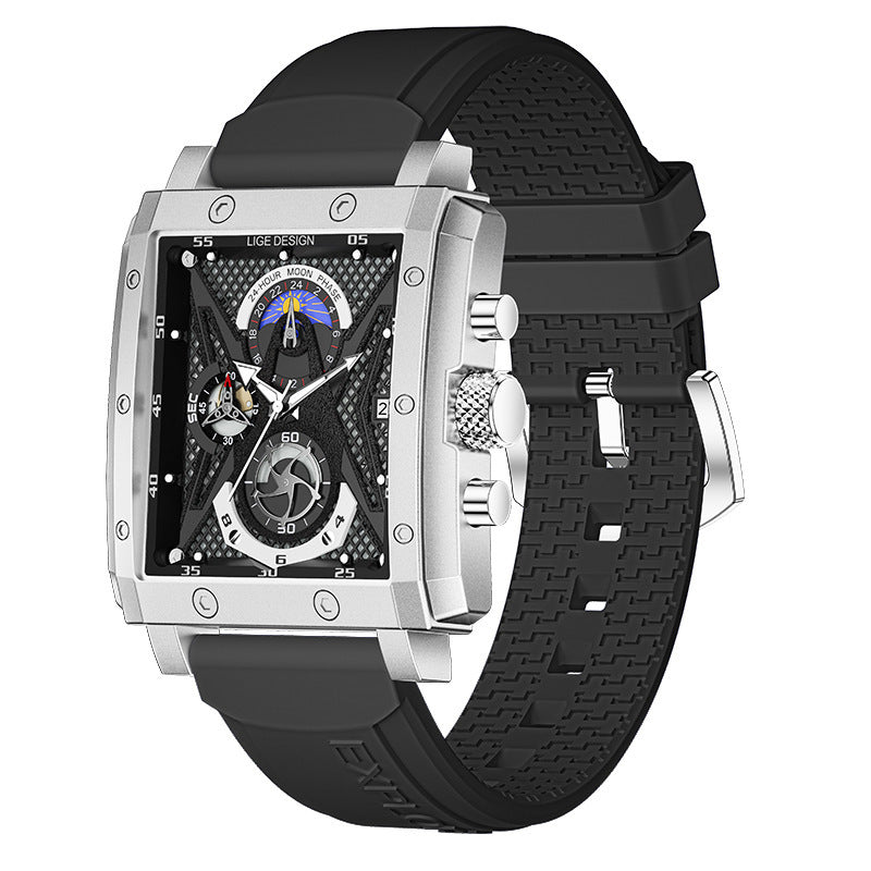 Square Men's Calendar Multifunctional Waterproof Quartz Watch - sumet.shop