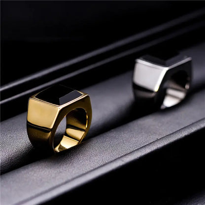 ZORCVENS Black Stone Rings for Men - sumet.shop