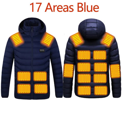 Men Winter Warm USB Heating Jackets Smart Thermostat Pure Color Hooded Heated Clothing Waterproof  Warm Jackets - sumet.shop