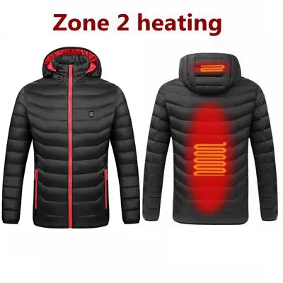 Men Winter Warm USB Heating Jackets Smart Thermostat Pure Color Hooded Heated Clothing Waterproof  Warm Jackets - sumet.shop