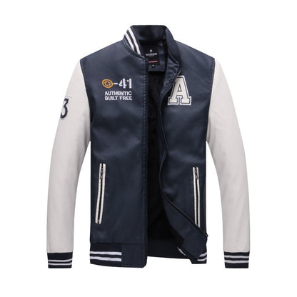 collar Men's Leather Jacket Fashion Casual Men's Pu Leather Jacket, All-match Stand-collar Men's Leather Jacket