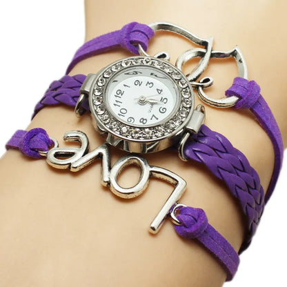Woven Multi-layer Watch Alloy Love Double Heart-shaped Love Woven Multi-layer Watch