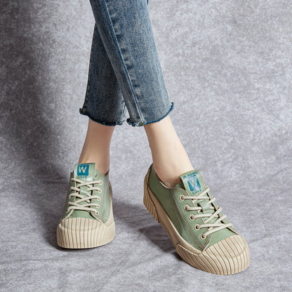 Women's Soft Bottom Shoes Skateboard Shoes All-Match Platform Lace-up