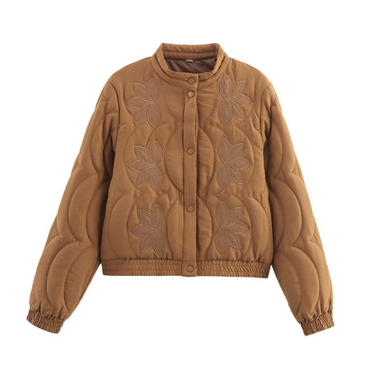 European And American Style French Embroidered Cotton-Padded Coat For Women