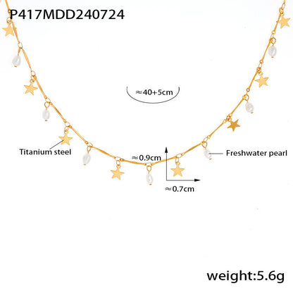 Pearl Tassel Necklace Fashion Multi-element 18K Gold Plating